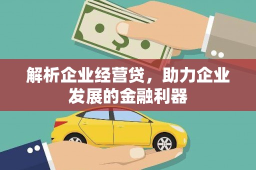 焦作解析企业经营贷，助力企业发展的金融利器