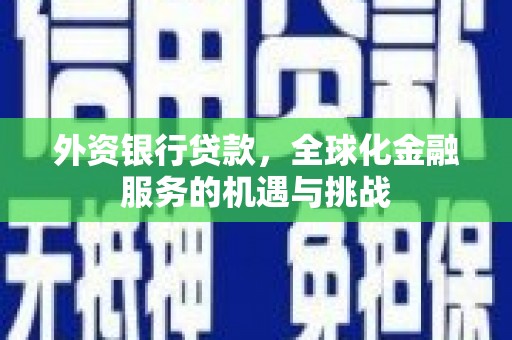 焦作外资银行贷款，全球化金融服务的机遇与挑战