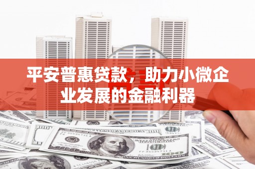 焦作平安普惠贷款，助力小微企业发展的金融利器