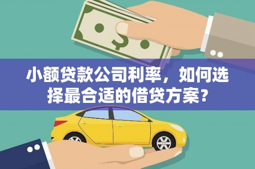 焦作小额贷款公司利率，如何选择最合适的借贷方案？