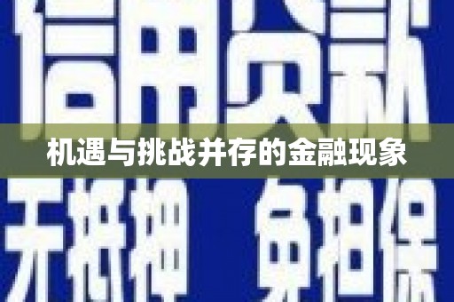 焦作机遇与挑战并存的金融现象
